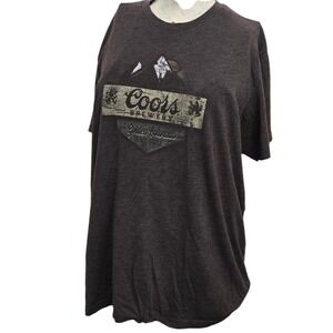 Coors Brewery Tee Brown Heathered Golden Colorado Mountain Graphic Est 1873